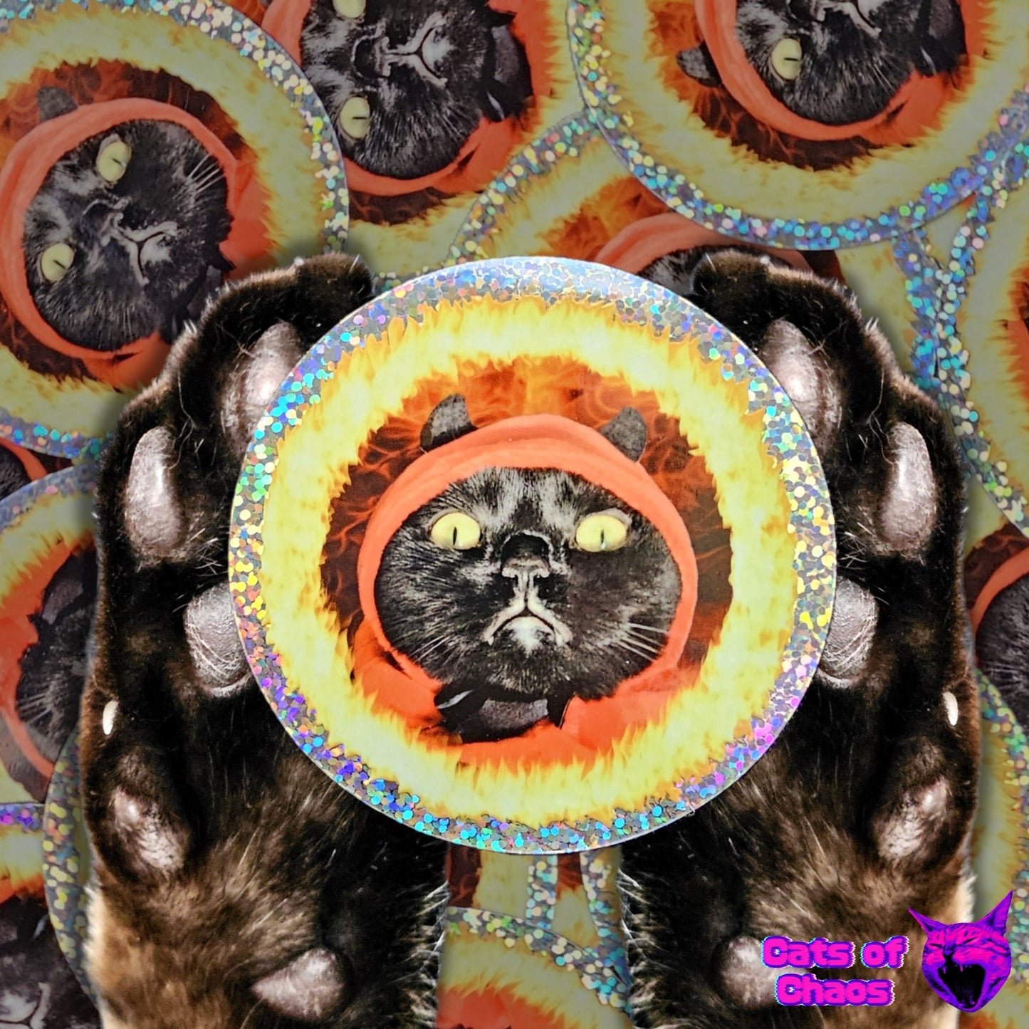 Marshadow The Devil Round Sticker - Cats of Chaos