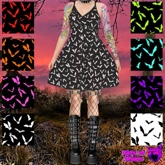 All - Over Print Bats Cross Cami Skater Dress - Cats of Chaos
