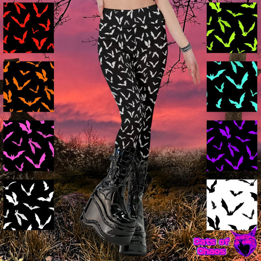All - Over Print Bats High Waist Leggings - Cats of Chaos