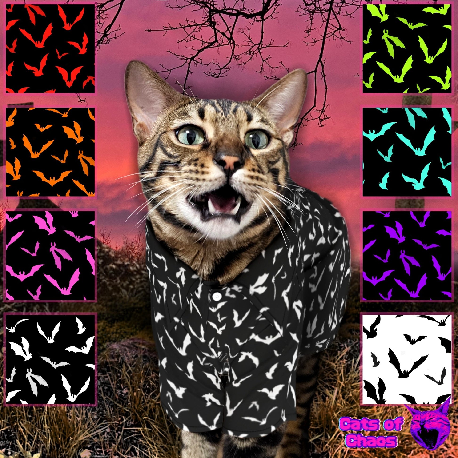 All - Over Print Bats Pet‘s Hawaiian Shirt - Cats of Chaos
