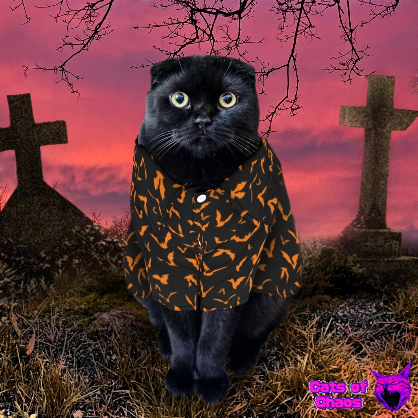 All - Over Print Bats Pet‘s Hawaiian Shirt - Cats of Chaos