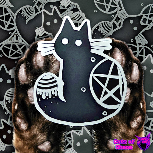Black Meowgical Cat Sitting Sticker - Cats of Chaos