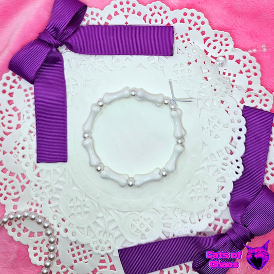 Bracelet White Bone and Pearl - Cats of Chaos