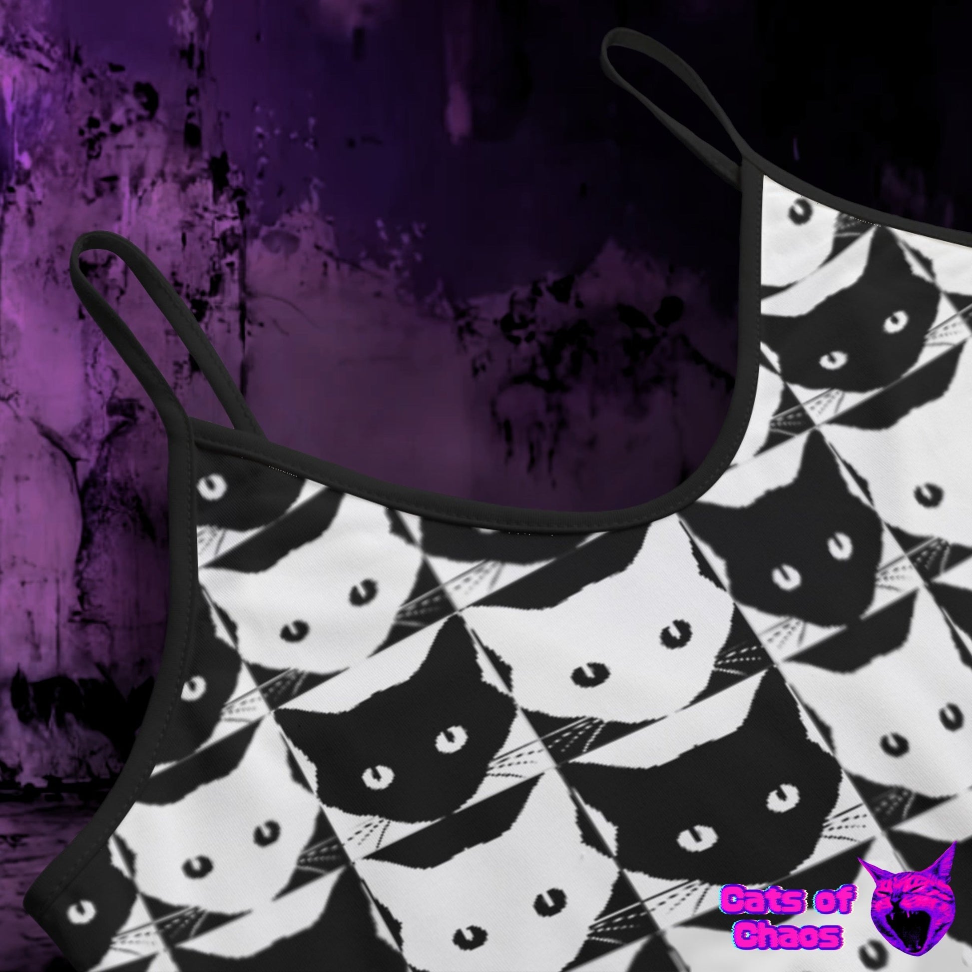 Cat Checkers All - Over Print Cami Dress - Cats of Chaos