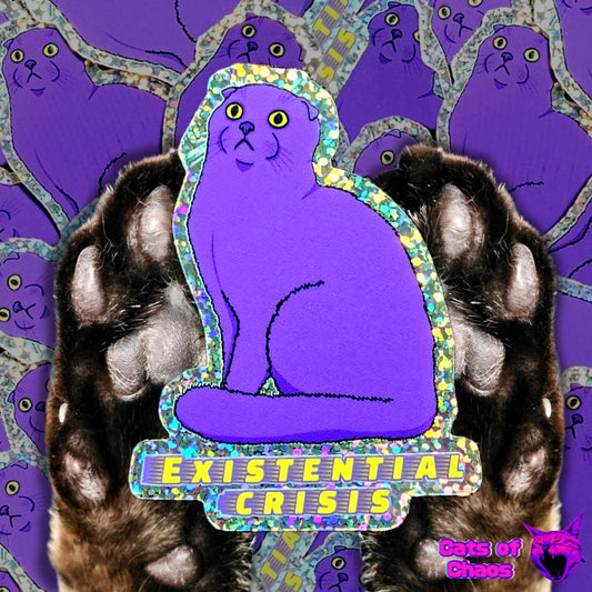 Marshadow Purple Scottish Fold Cat Existential Crisis Sticker - Cats of Chaos