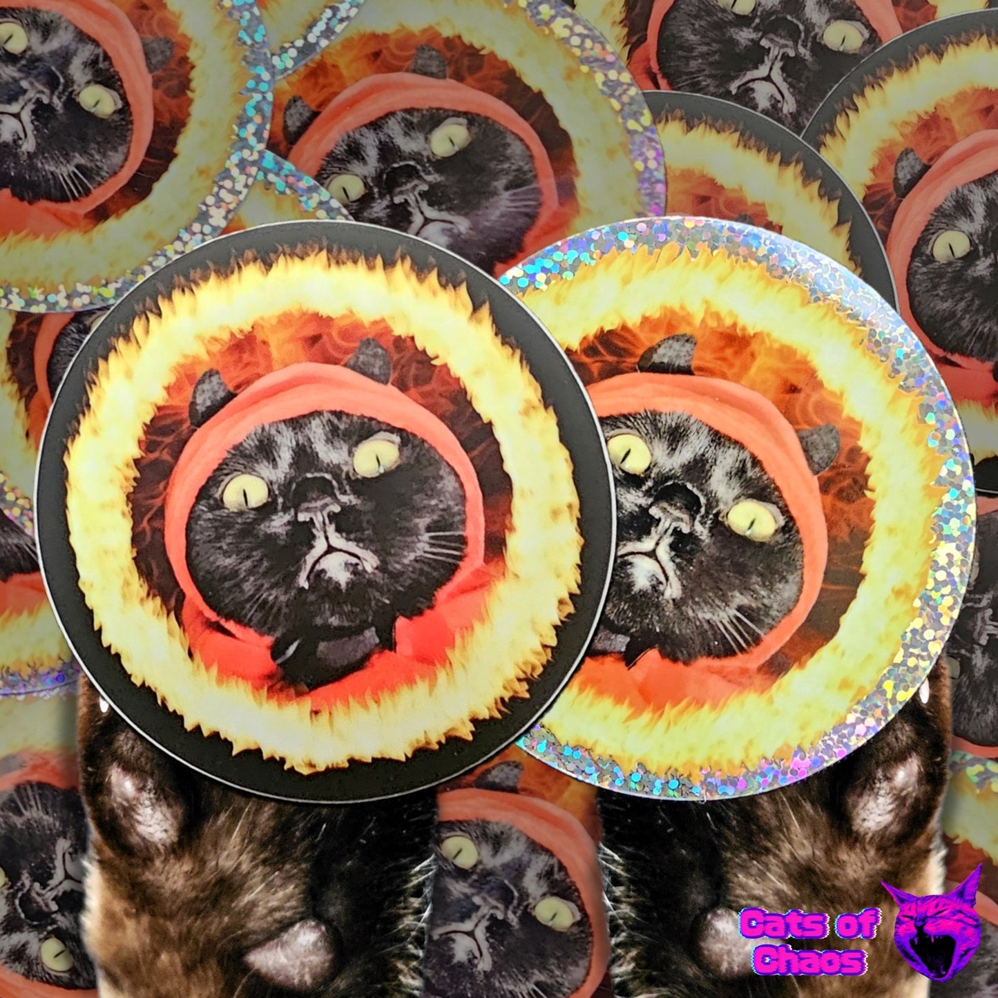 Marshadow The Devil Round Sticker - Cats of Chaos