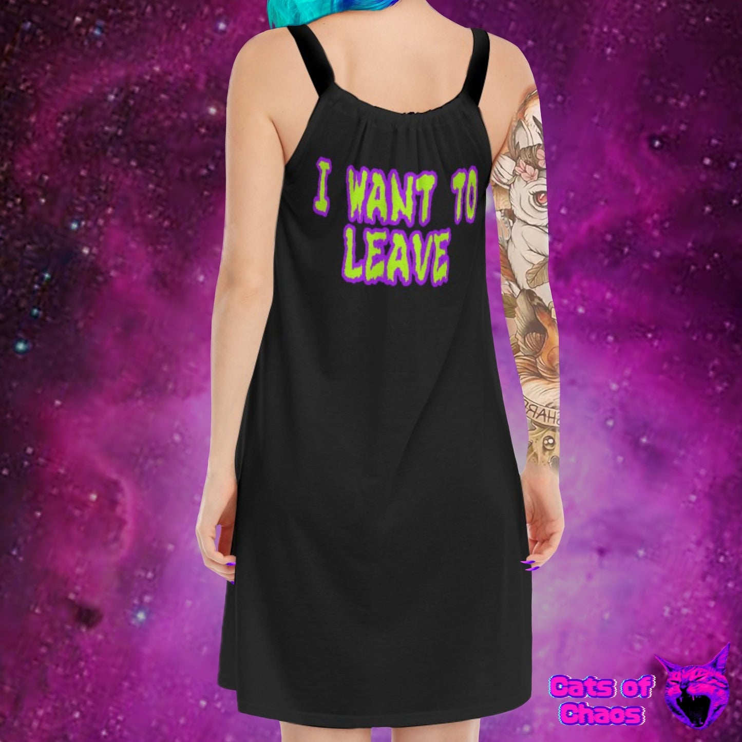 Space Cat Sleeveless Cami Dress - Cats of Chaos