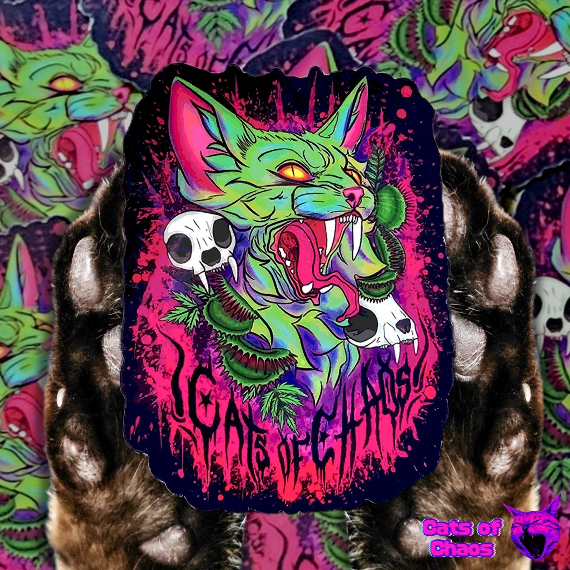Venomous Cat Glow In The Dark Sticker - Cats of Chaos