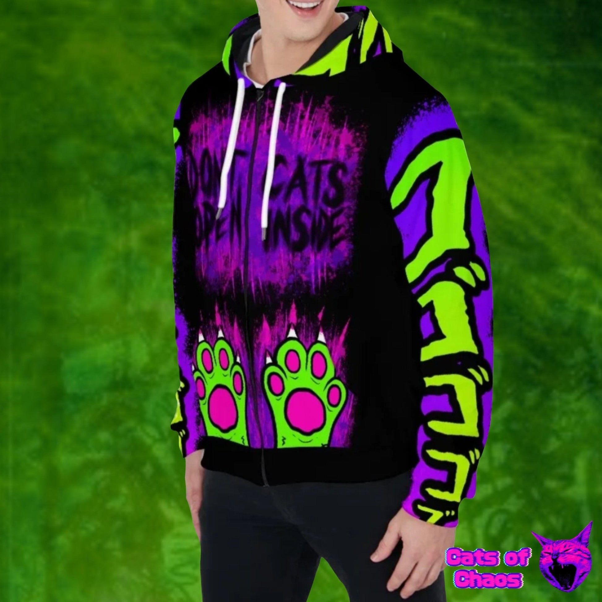 Venomous Cat Zip Up Hoodie With Paws Pocket - Cats of Chaos