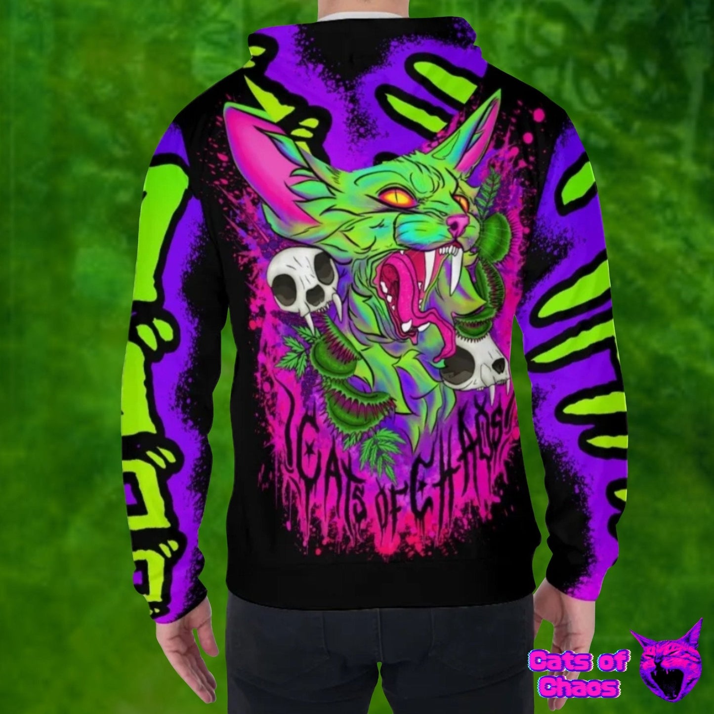 Venomous Cat Zip Up Hoodie With Paws Pocket - Cats of Chaos