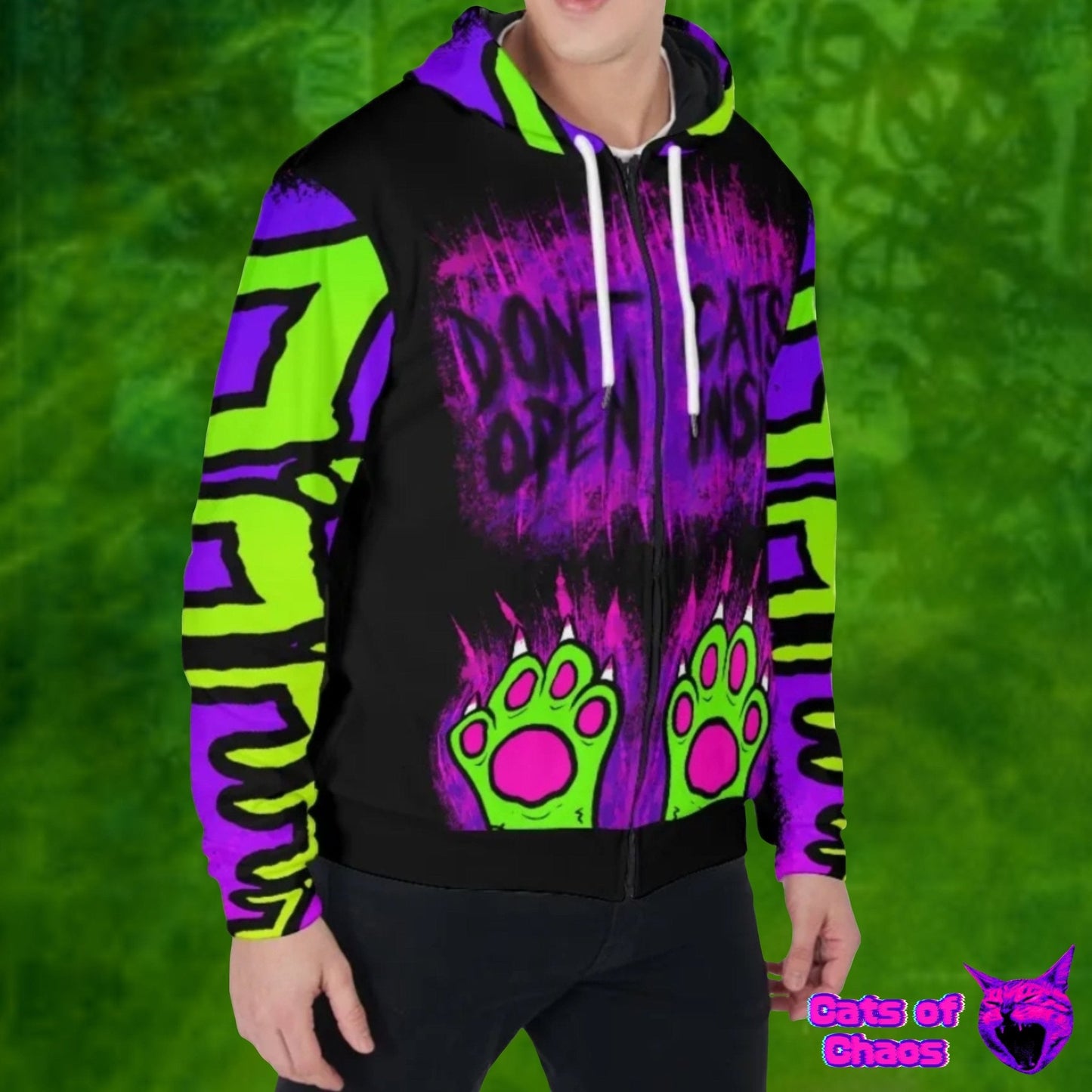 Venomous Cat Zip Up Hoodie With Paws Pocket - Cats of Chaos