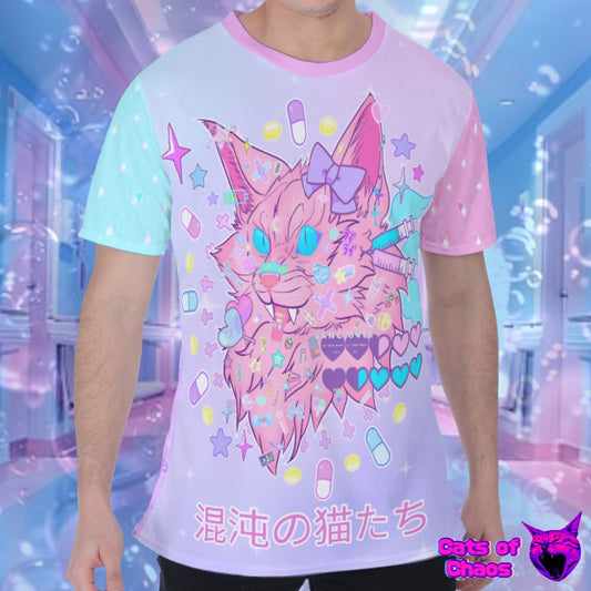 Yami Kawaii Pastel Pink Cat Unisex Softstyle Cotton T-Shirt - Cats of Chaos